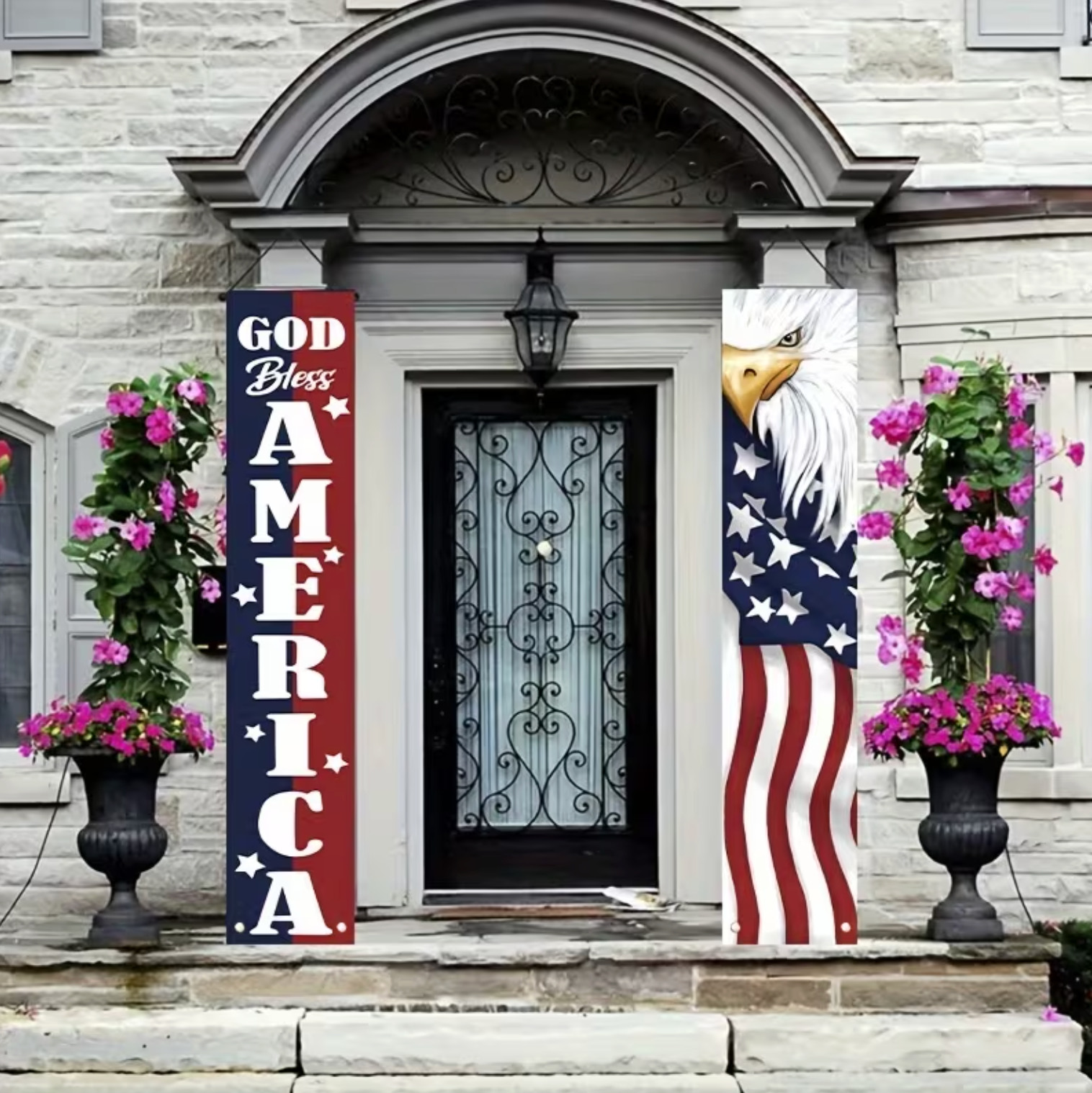God Bless America – Patriotic Eagle Porch Banner Set