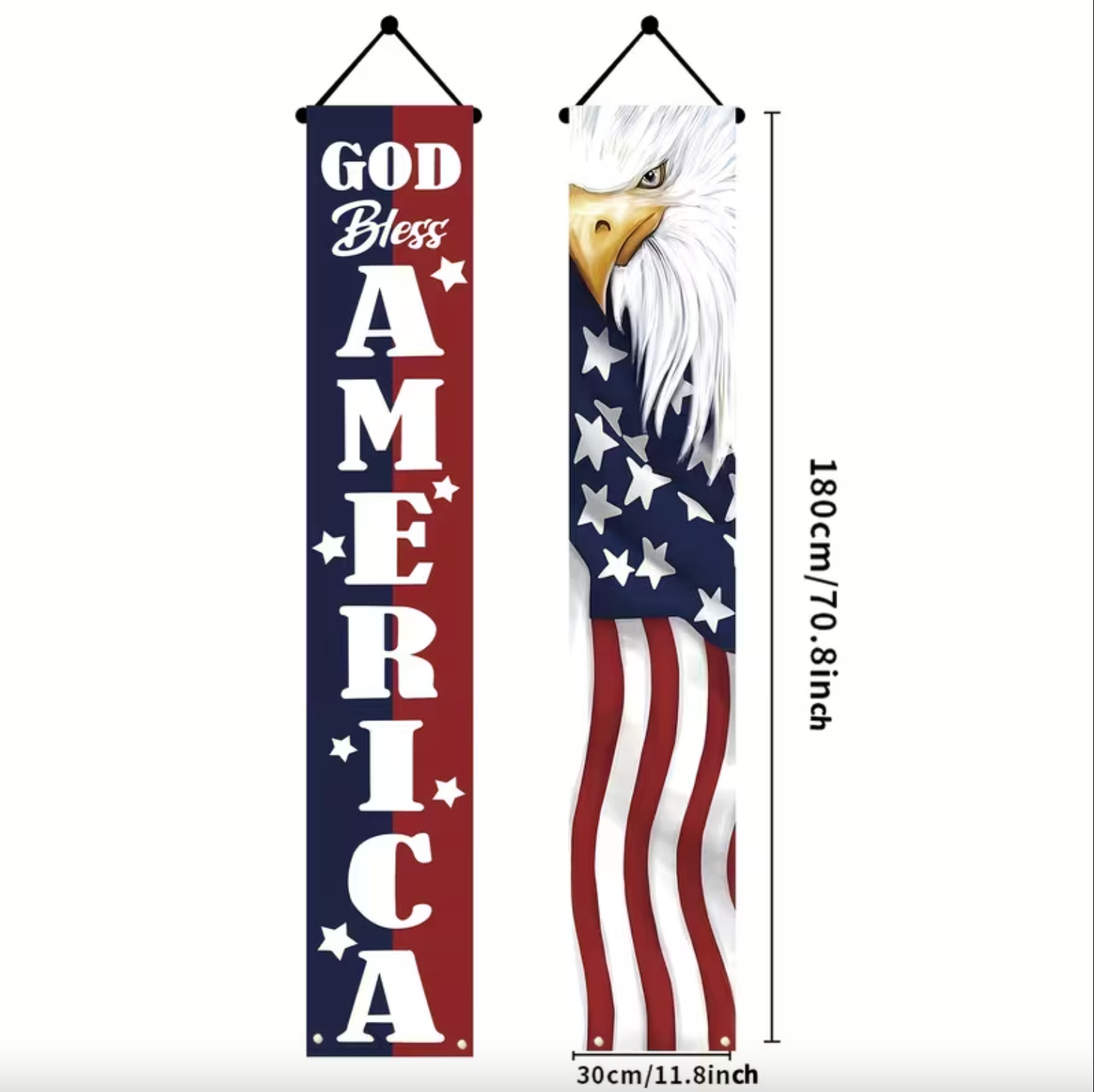 God Bless America – Patriotic Eagle Porch Banner Set