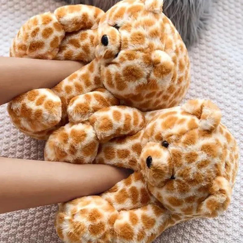 Teddy Bear Plush Slippers