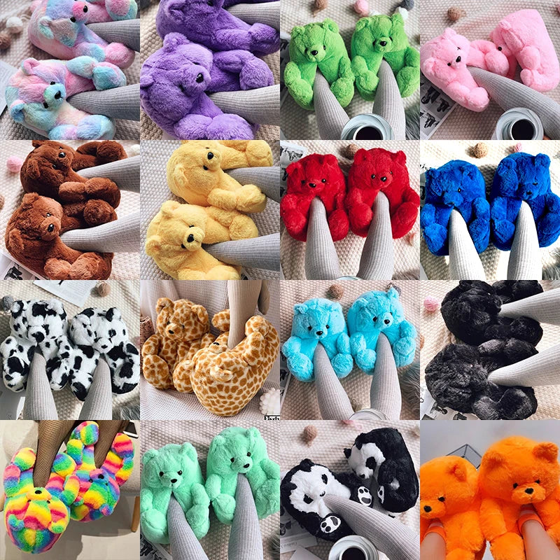 Teddy Bear Plush Slippers