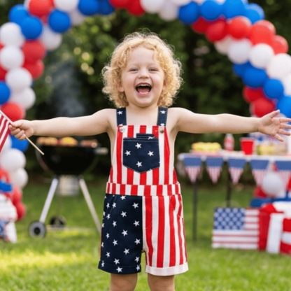 Hot Sale🔥🇺🇸 Toddler 4th of July American Flag Suspender Romper