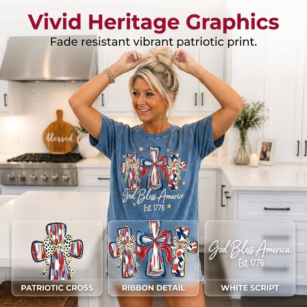 ⭐ God Bless America Women T-Shirt - Vintage American Independence Day Gift Tee🎆