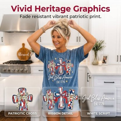 ⭐ God Bless America Women T-Shirt - Vintage American Independence Day Gift Tee🎆