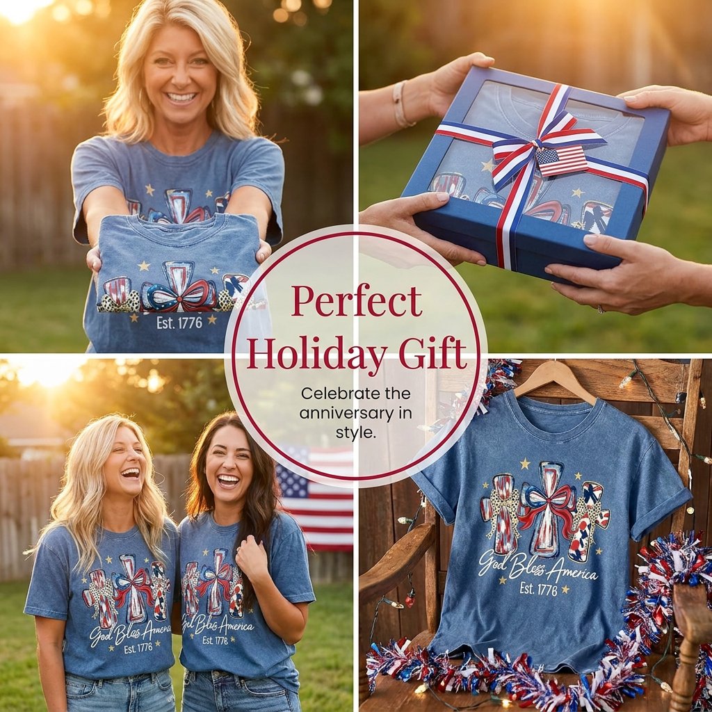 ⭐ God Bless America Women T-Shirt - Vintage American Independence Day Gift Tee🎆