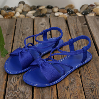 Knot-Front Elastic Ankle Sandals – Easy Slip-On with Arch Support