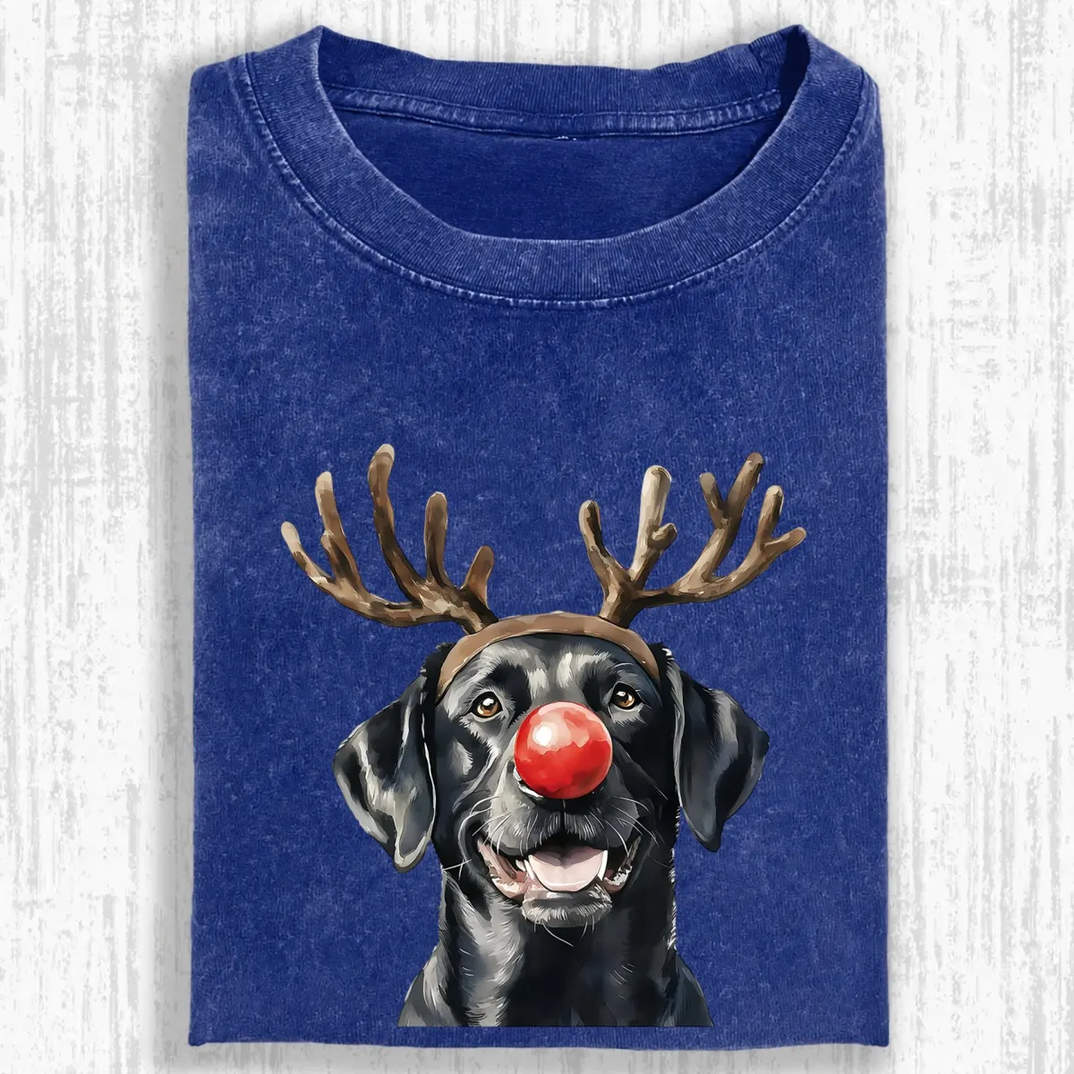 Christmas Black Labrador Washed Oversized T-shirt