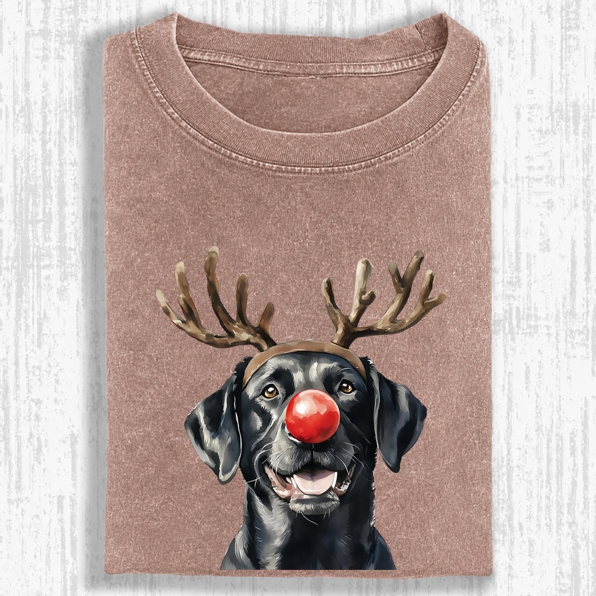 Christmas Black Labrador Washed Oversized T-shirt