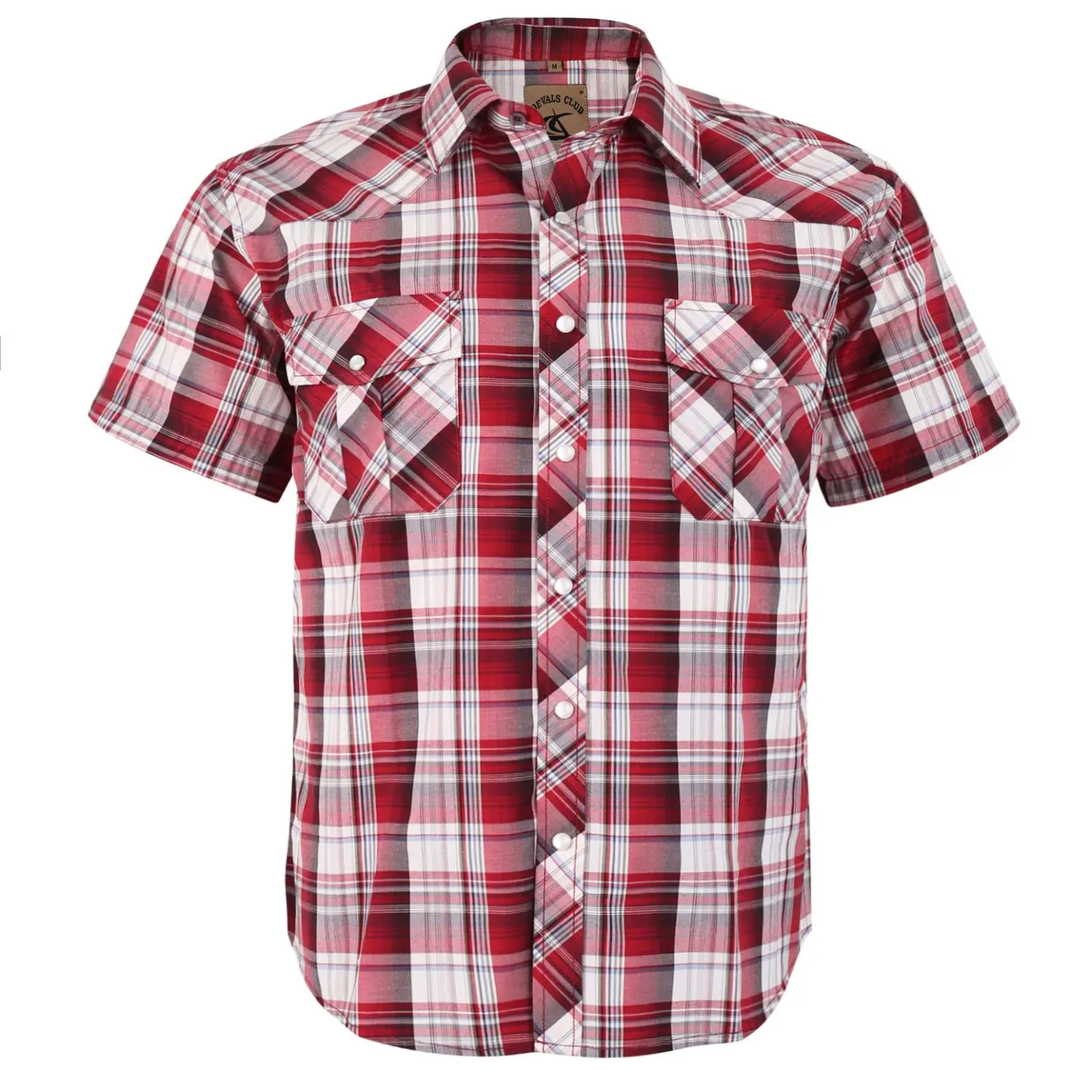 Men's Western Cowboy Short Sleeve Pearl Snap Casual Plaid Work Shirt