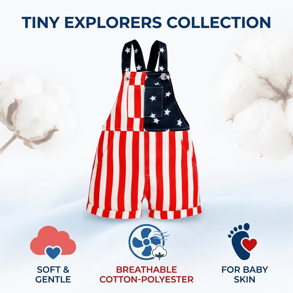 Hot Sale🔥🇺🇸 Toddler 4th of July American Flag Suspender Romper