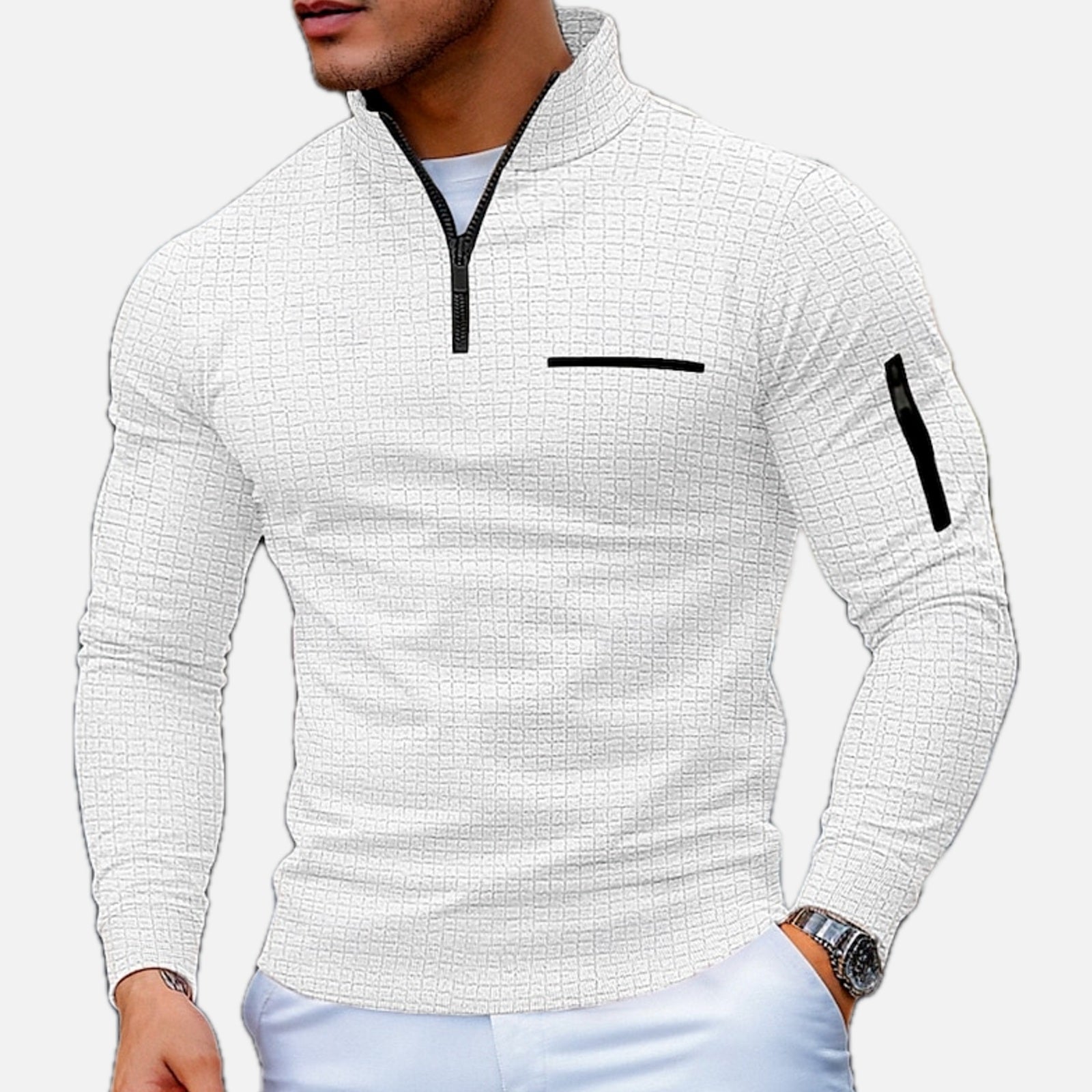 Arthur Sterling Textured Quarter-Zip Polo