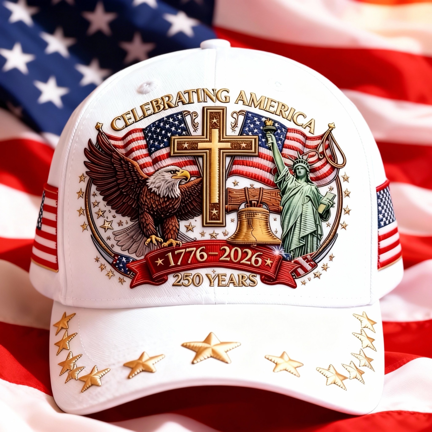 🦅Eagle & Liberty & Cross🎆United States 250th Anniversary Cap🧢—BUY 2 GET FREE SHIPPING