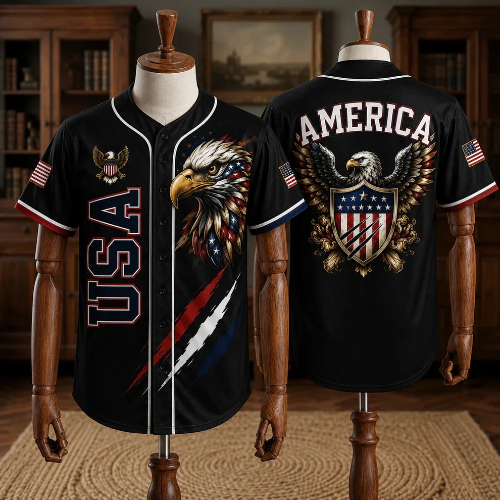 🦅 Patriotic USA All-Over Print Baseball Jersey