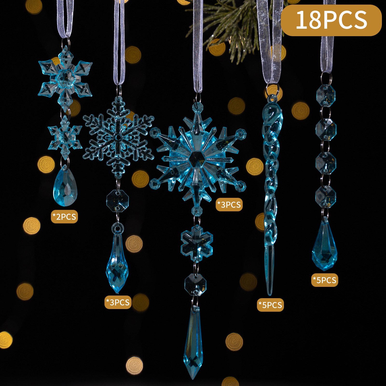 🎅🎄Winter New Year Party Supplies Set - Crystal Snowflake Ornaments For Christmas Tree