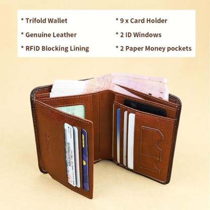 💖🌹Genuine Leather RFID Wallet for Men – Vintage Multi-Function ID & Card Holder