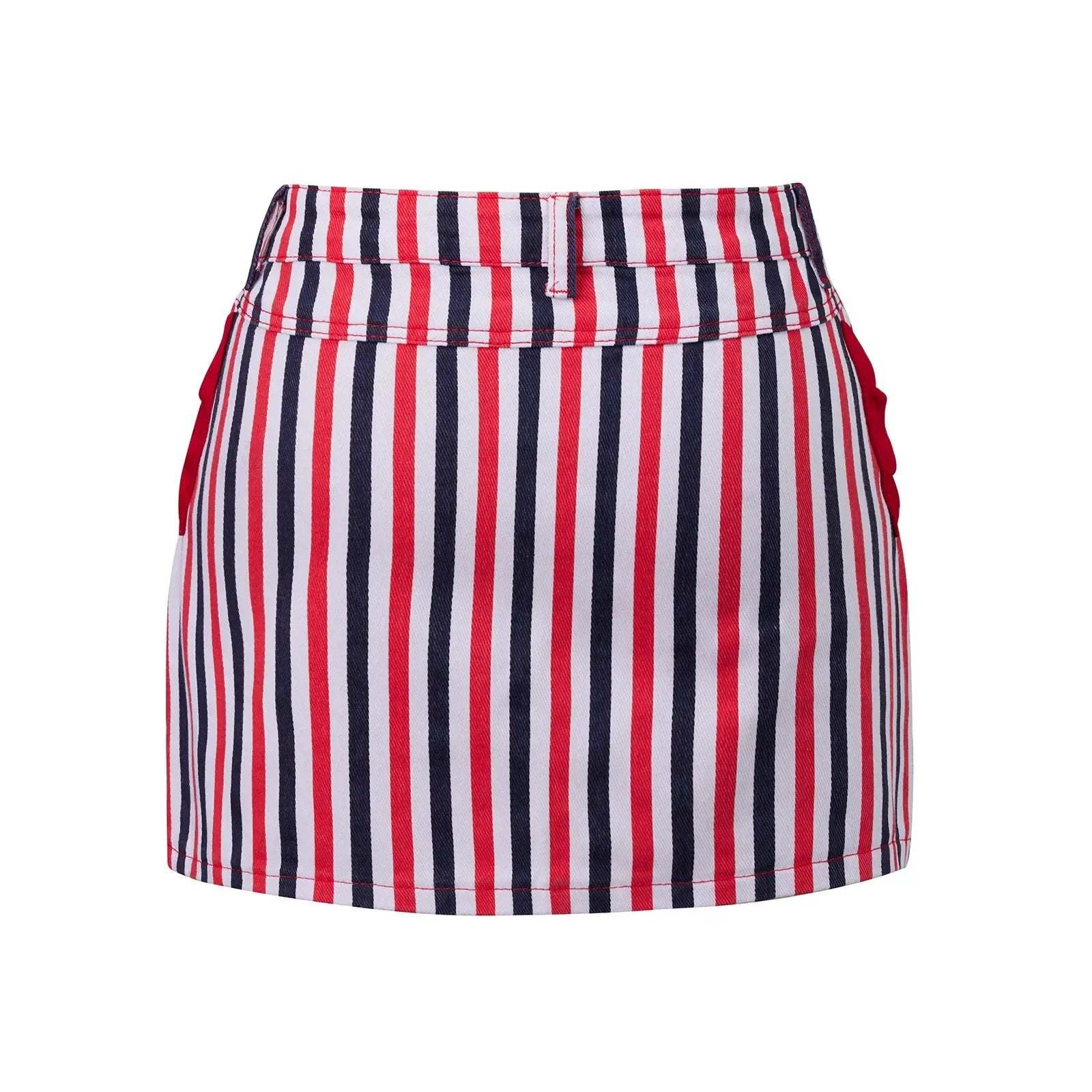 🏆 Retro Patriotic Style🏆Women's Red White Blue Striped Mini Skirt - 4th of July & Daily Wear