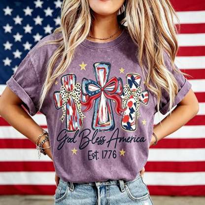 ⭐ God Bless America Women T-Shirt - Vintage American Independence Day Gift Tee🎆