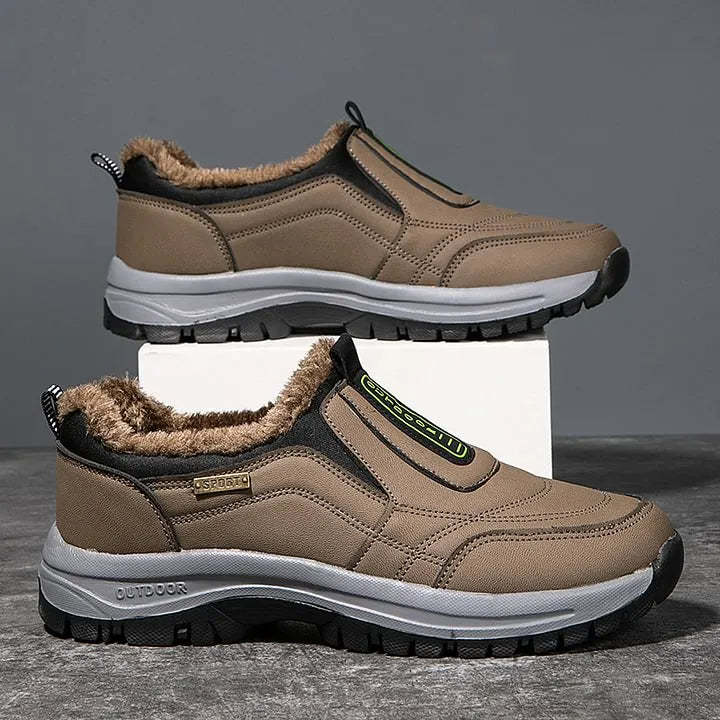 Men's Orthopedic Slip-On Winter Walking Shoes - Fleece-Lined, Waterproof & Anti-Slip Rubber Sole
