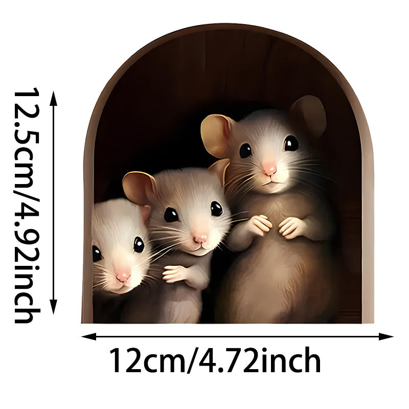 Realistic 3D Mouse Hole Decal