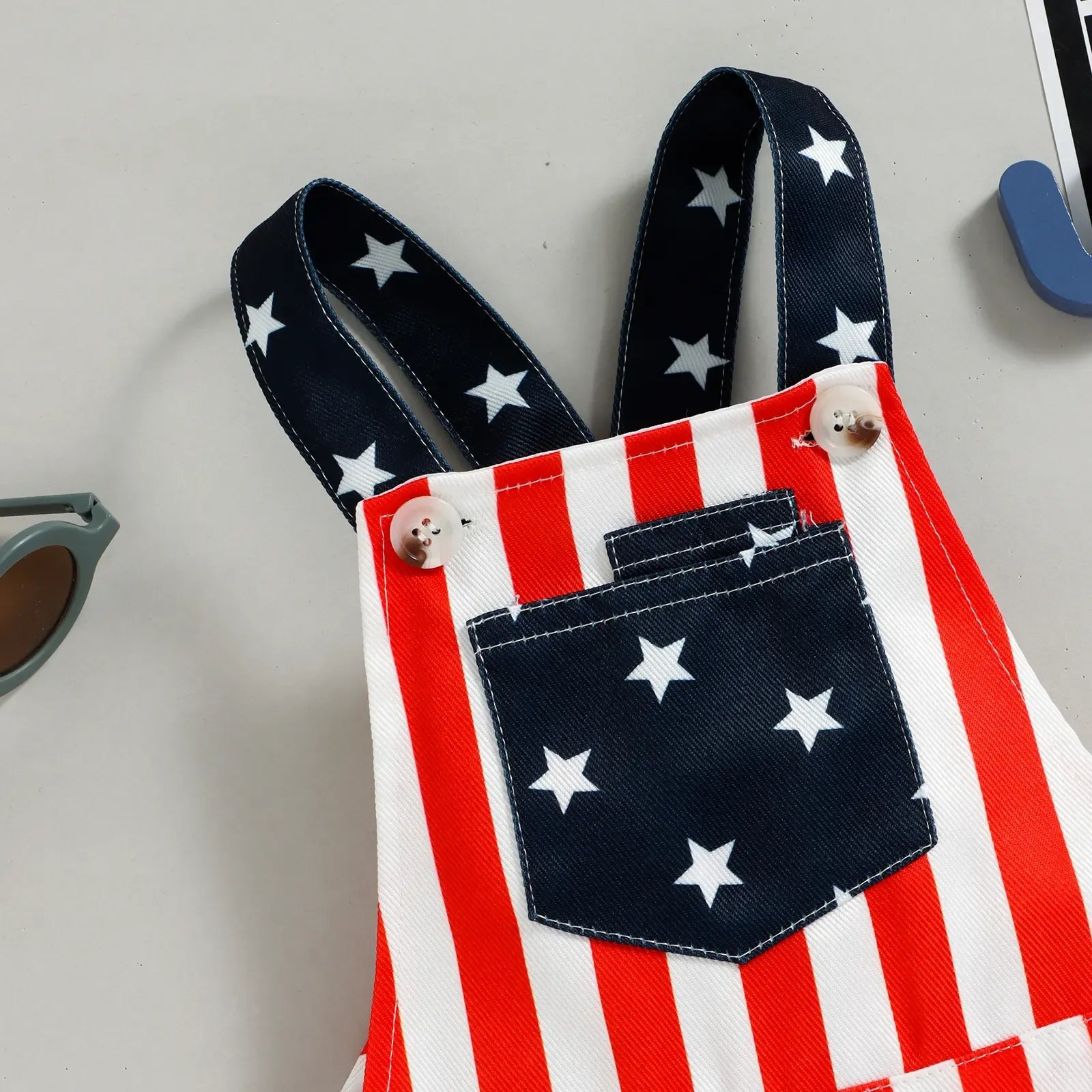 Hot Sale🔥🇺🇸 Toddler 4th of July American Flag Suspender Romper