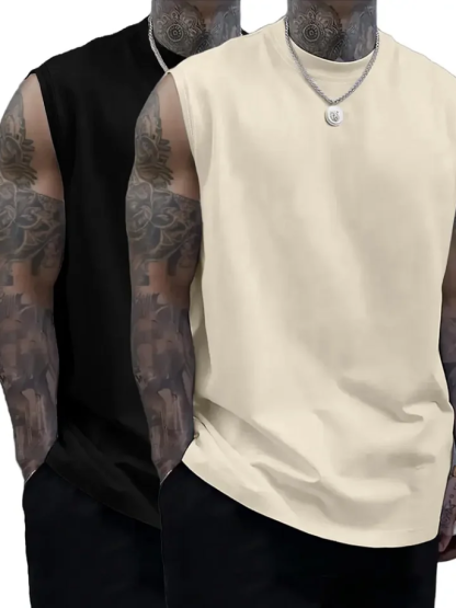 Men's Solid Color Round Neck Tank Top