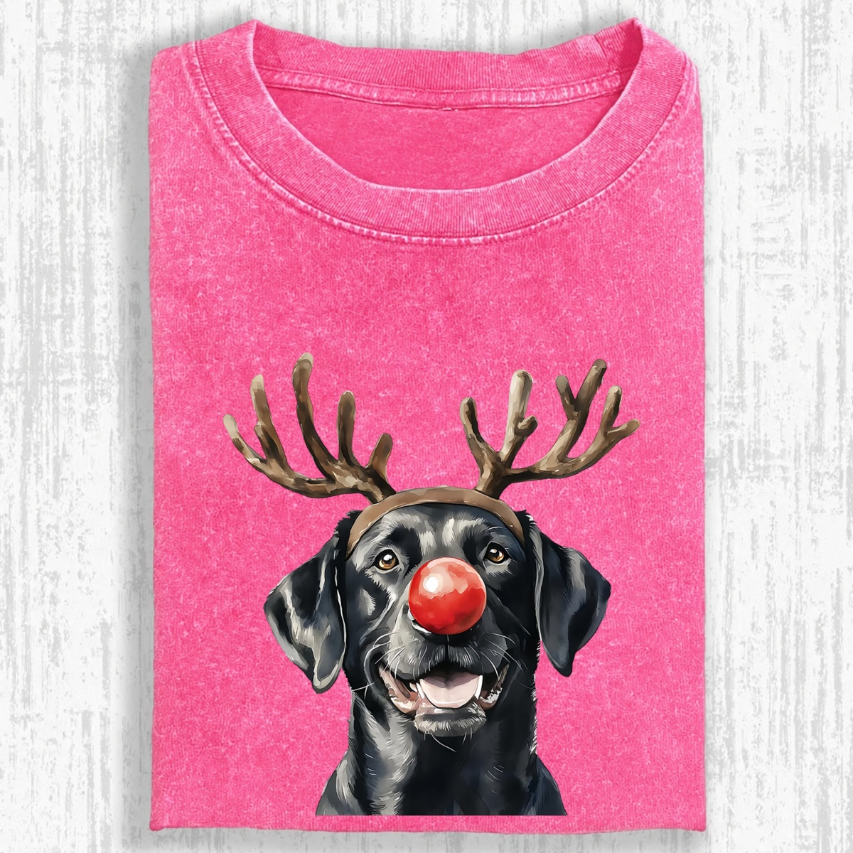 Christmas Black Labrador Washed Oversized T-shirt