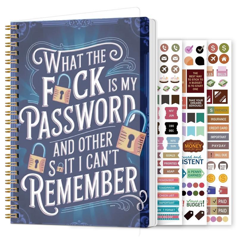 Last Day 49% OFF - Funny Password Notebook - Spiral Bound with Lock Icons & Funny Security Phrases