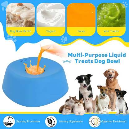 Slow Feeder Dog Bowls for Liquid Treat, Anti-Slip Bone Broth Dog Lick Bowl