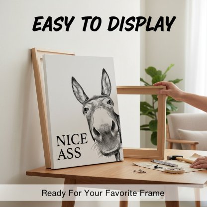 🚽Funny Bathroom Wall Art - "Nice Ass" Donkey Print