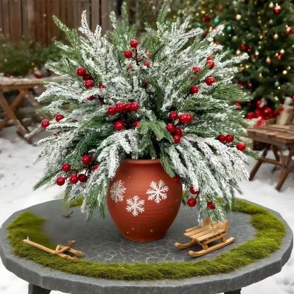 Artificial Norfolk Pine Branches with Red Berries - Christmas Greenery That Lasts!