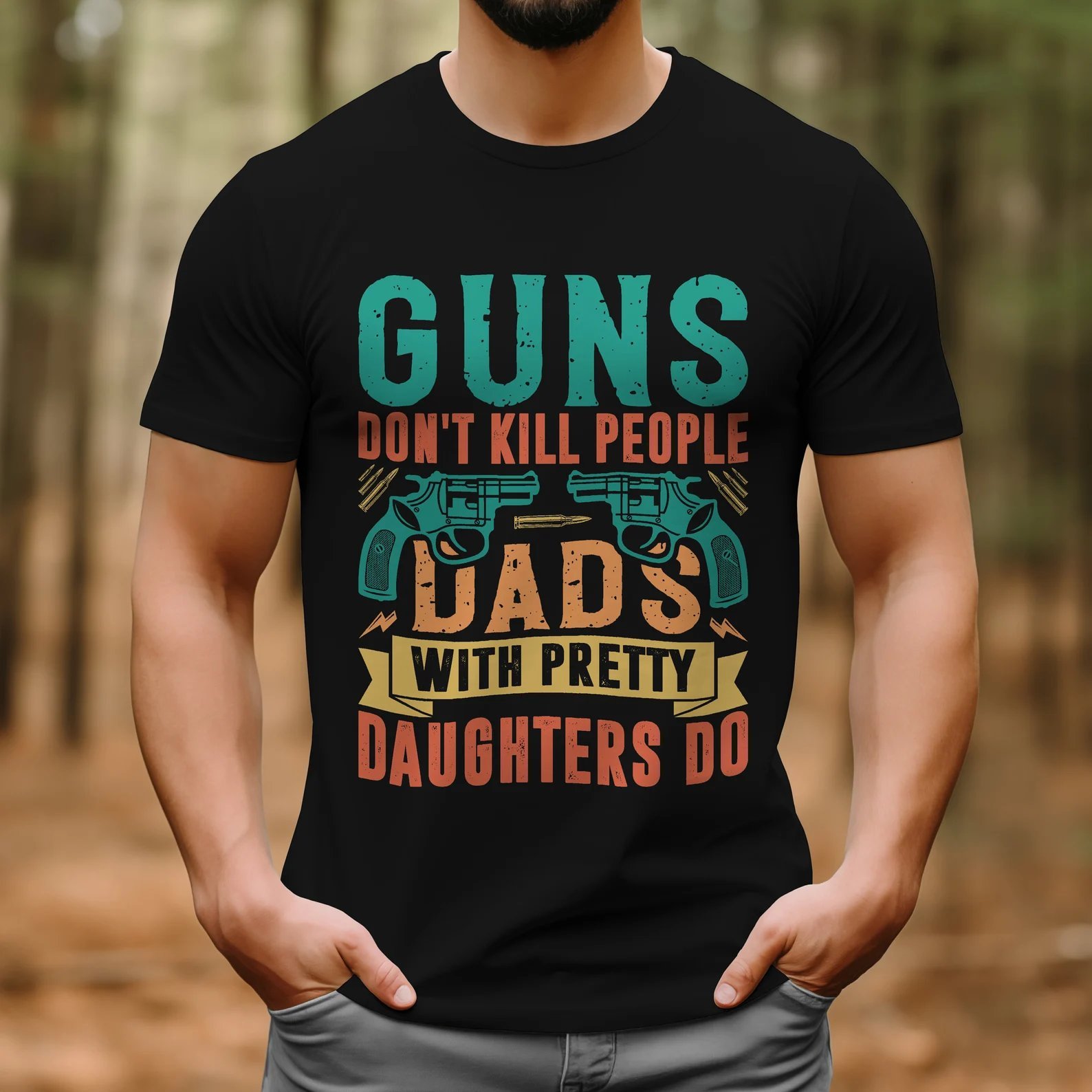 🔥Last Day 50% OFF - Guns Don’t People Grandpas With Pretty Granddaughters Do T-Shirt