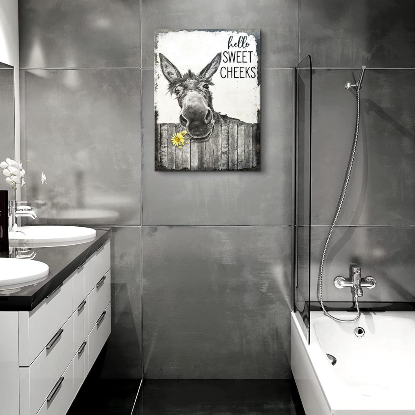 🚽Funny Bathroom Wall Art - "Nice Ass" Donkey Print