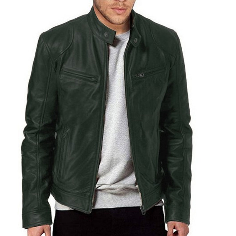  Premium Look, Everyday Ease | Men's PU Leather Stand-Collar Zip-Up Jacket