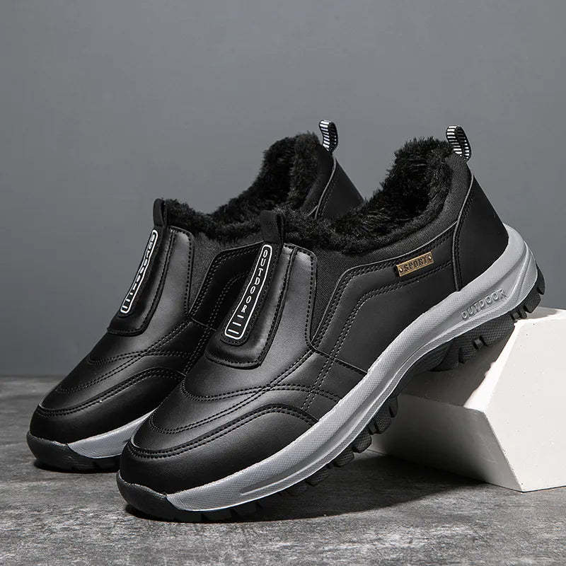 Men's Orthopedic Slip-On Winter Walking Shoes - Fleece-Lined, Waterproof & Anti-Slip Rubber Sole