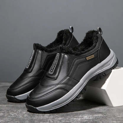 Men's Orthopedic Slip-On Winter Walking Shoes - Fleece-Lined, Waterproof & Anti-Slip Rubber Sole