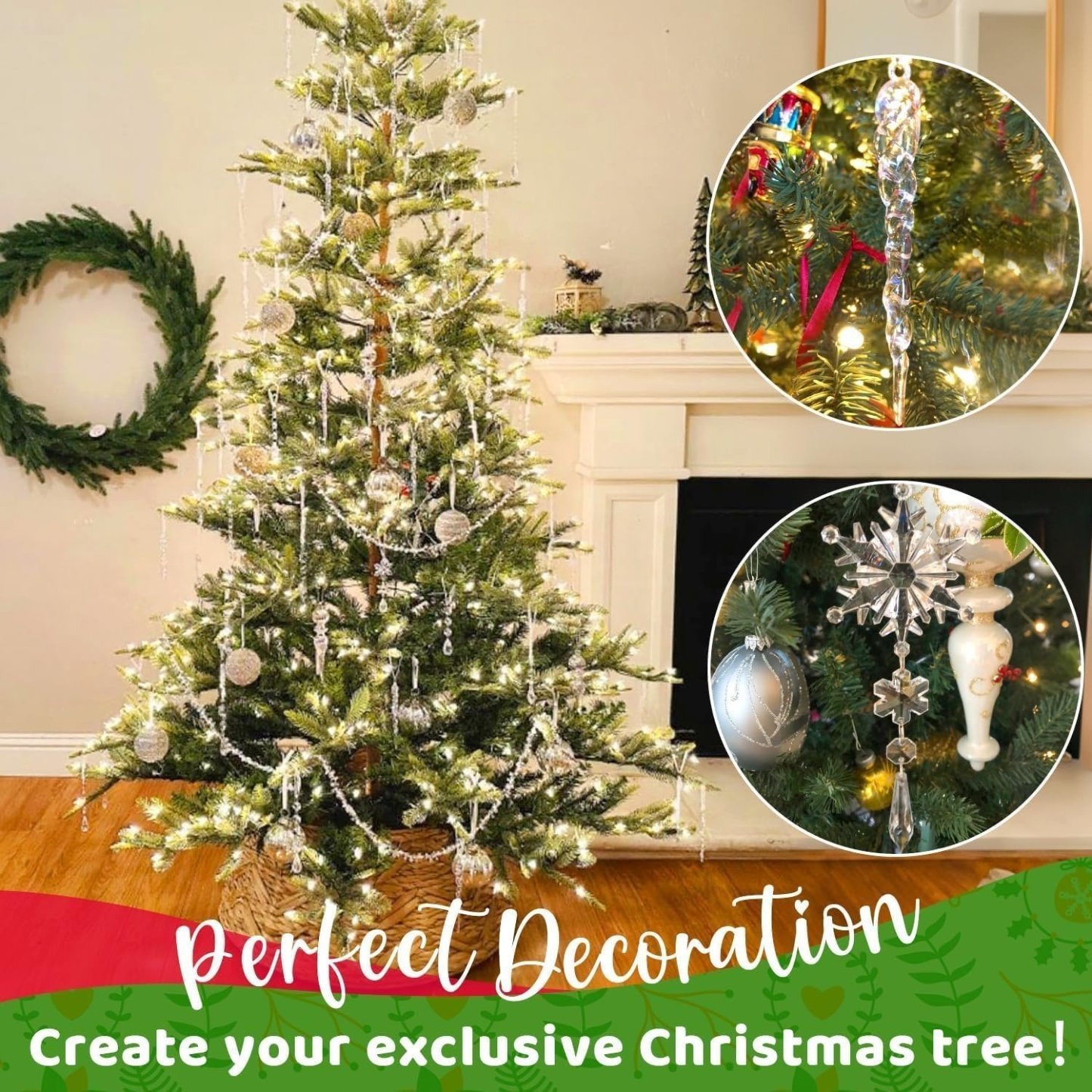 🎅🎄Winter New Year Party Supplies Set - Crystal Snowflake Ornaments For Christmas Tree