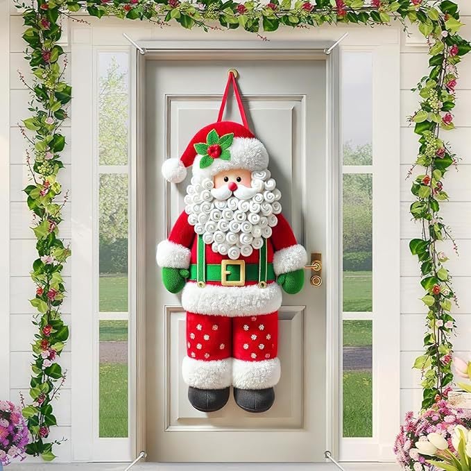 Christmas Door Covers,Decorative Bow Bell Wreath Christmas Door Wraps