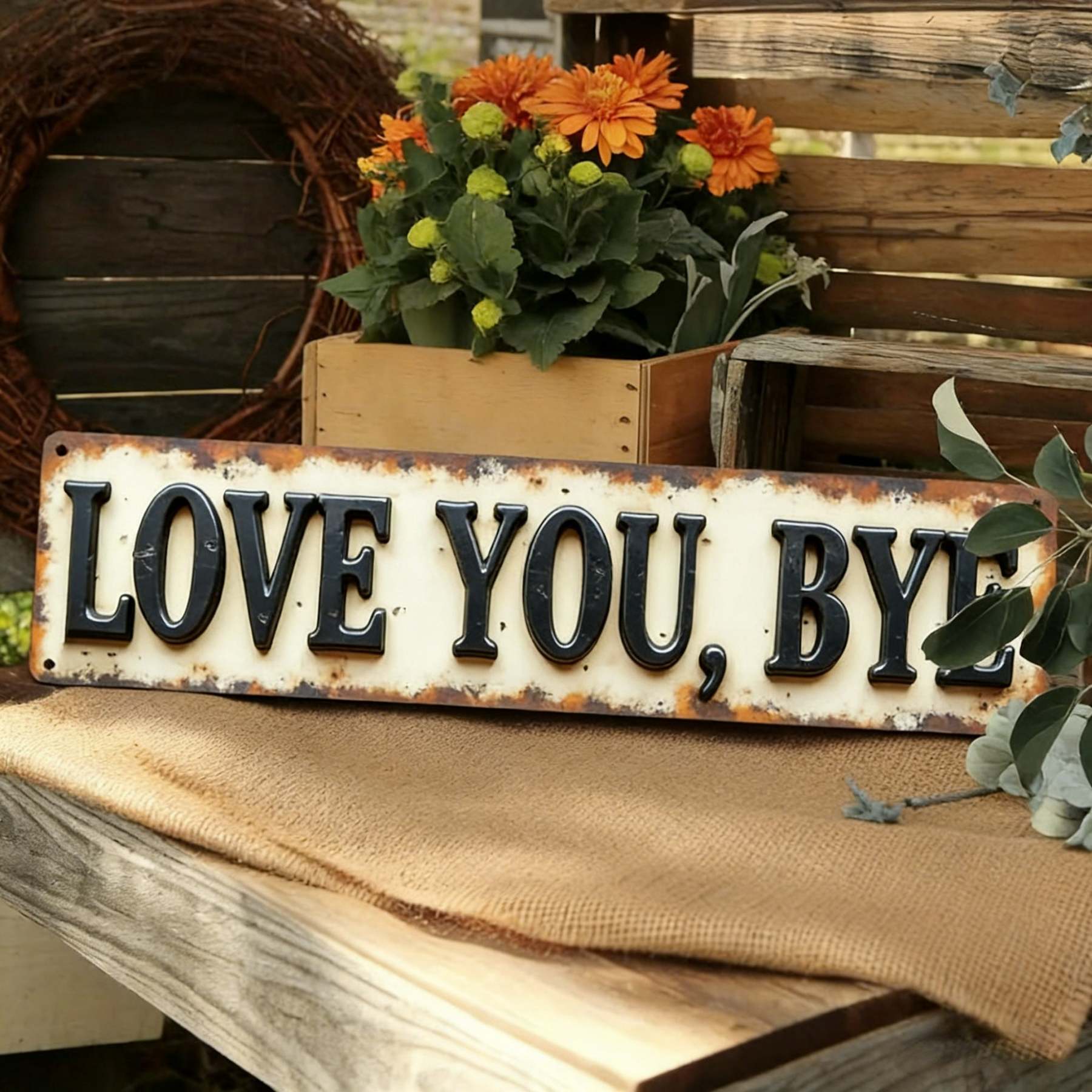 LOVE YOU, BYE �C Vintage Art Wall Sign