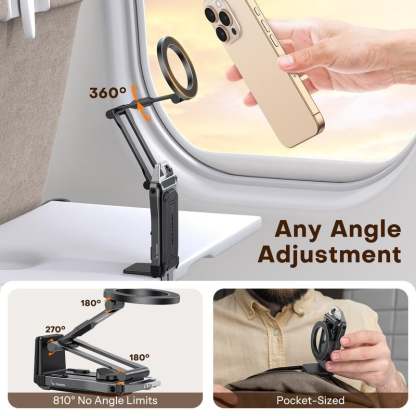 MagSafe-Compatible 4-in-1 Travel Tripod & Clamp Mount