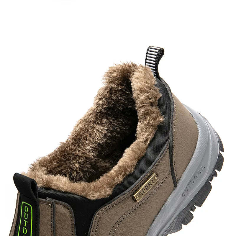 Men's Orthopedic Slip-On Winter Walking Shoes - Fleece-Lined, Waterproof & Anti-Slip Rubber Sole