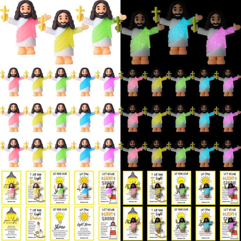 Christian Gifts Set: 30 Sets Mini Jesus Glowing Figurines
