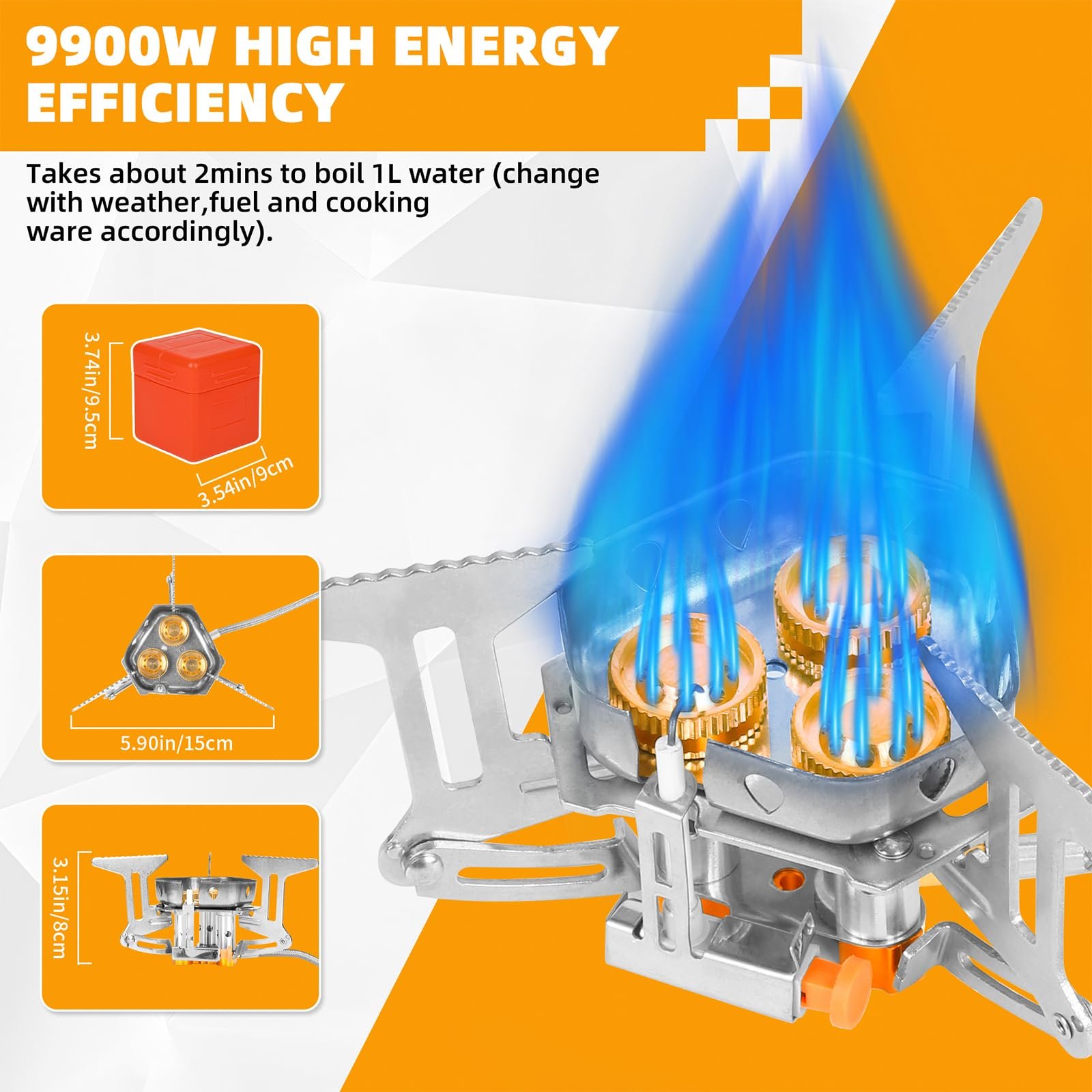 🔥LAST DAY 57% OFF🌟9900W/12800W Windproof Camping Stove, Camping Gas Stove with Piezo Ignition