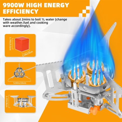 🔥LAST DAY 57% OFF🌟9900W/12800W Windproof Camping Stove, Camping Gas Stove with Piezo Ignition