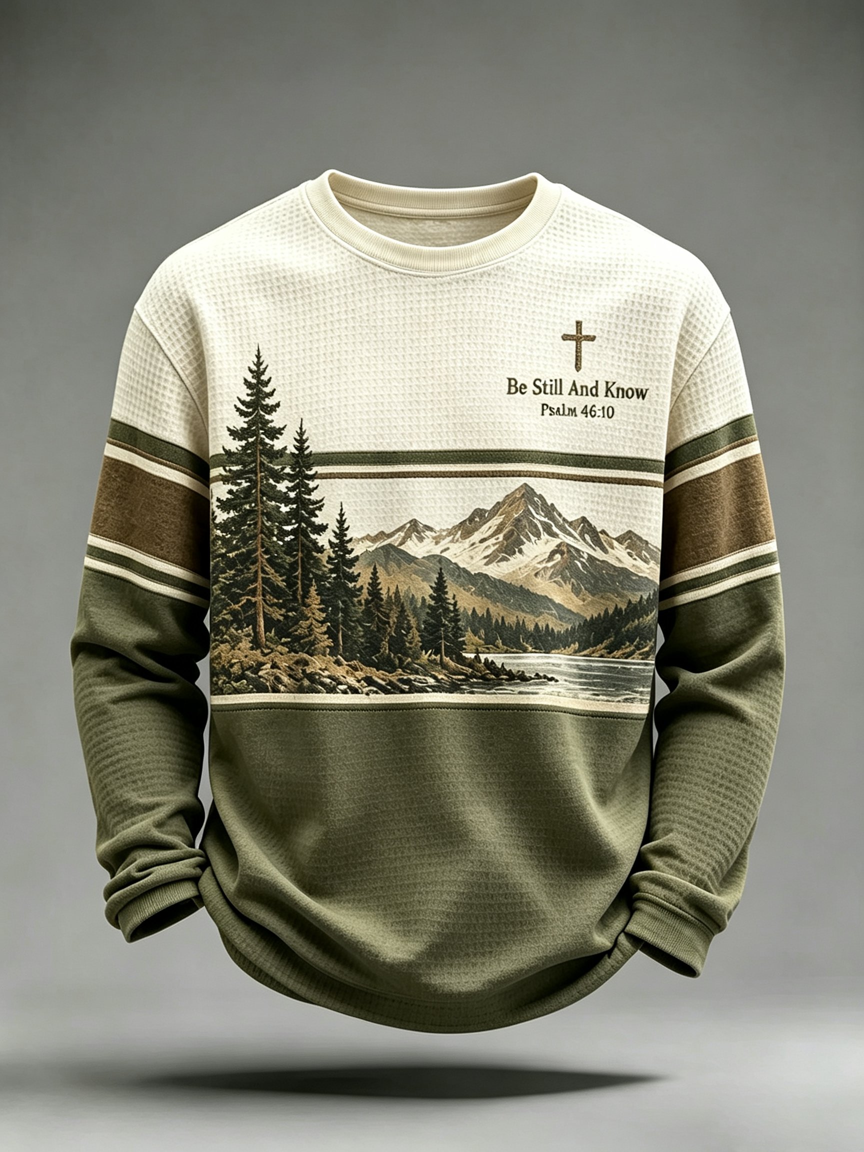 Men's Be Still And Know Psalm 46:10 Printed Waffle-Knit Top
