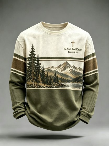 Men's Be Still And Know Psalm 46:10 Printed Waffle-Knit Top