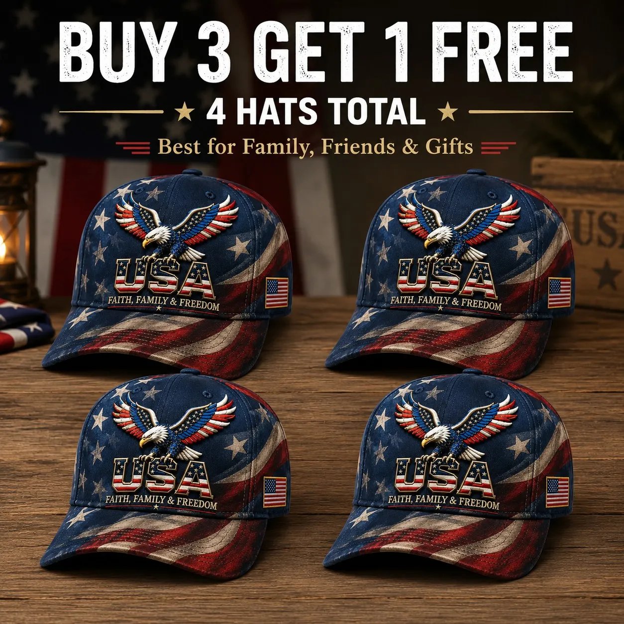 Father's Day 49% OFF - USA Faith, Family & Freedom Cap