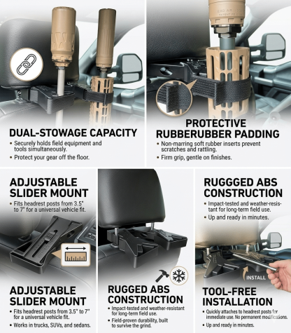 🚗 Adjustable Vehicle Seat-Back Gear Holder – Universal Secure Storage Mount