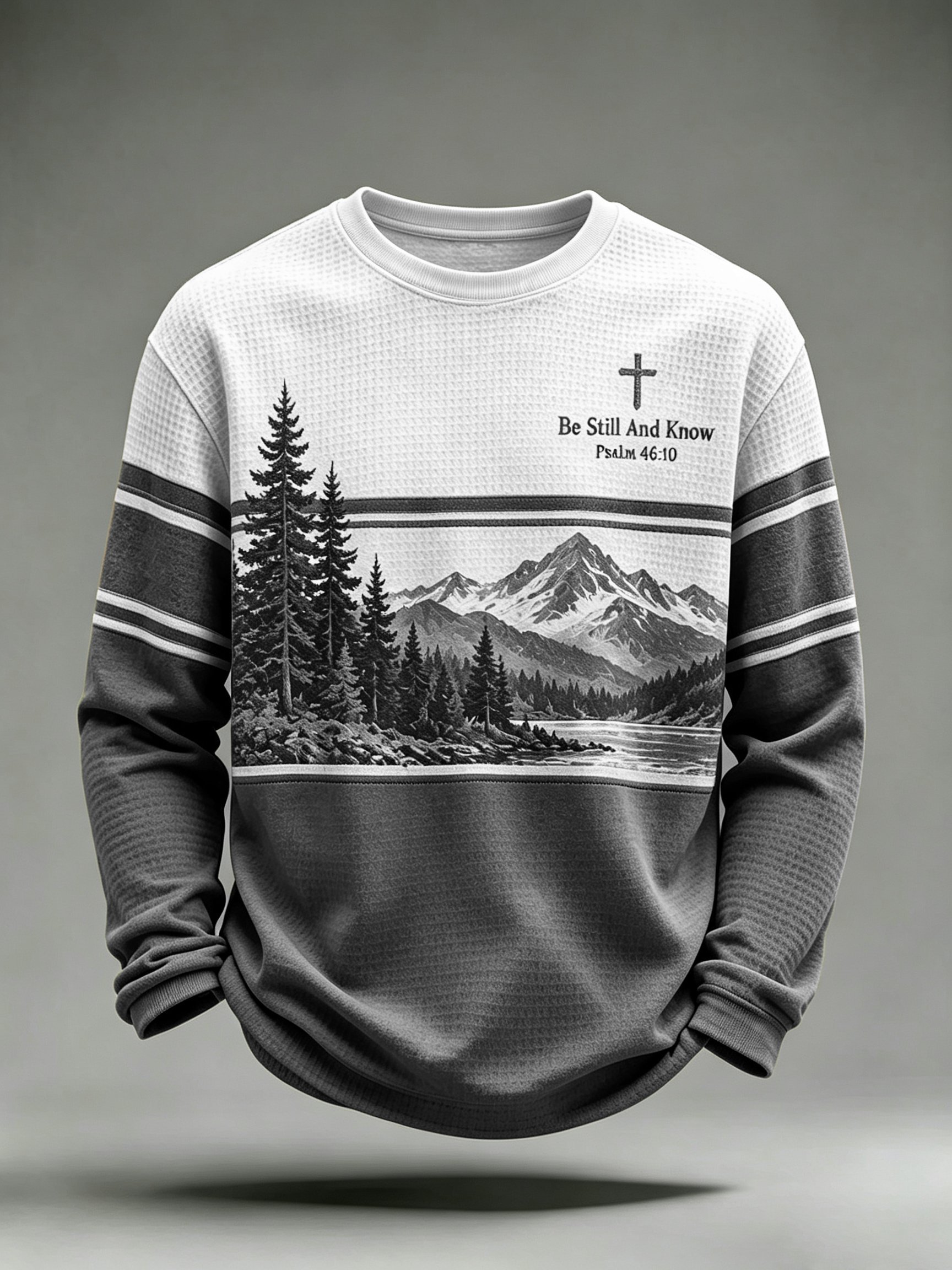 Men's Be Still And Know Psalm 46:10 Printed Waffle-Knit Top