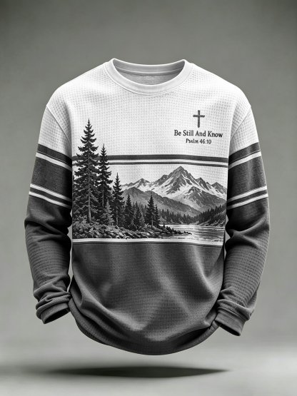 Men's Be Still And Know Psalm 46:10 Printed Waffle-Knit Top
