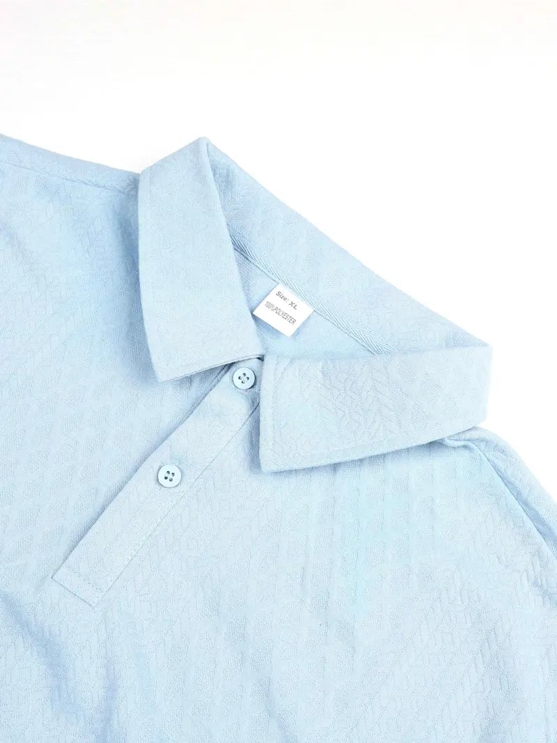 ⏰LAST DAY 55% OFF - Men's Solid Polo Shirt & Drawstring Waist Shorts Set Cozy Breathable Two-piece Outfits for Daily Outdoor Wear Menswear Suits
