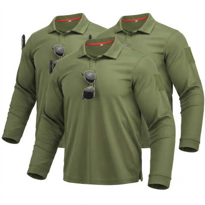 3PACK Men’s Quick-Dry Long Sleeve Polo Shirt